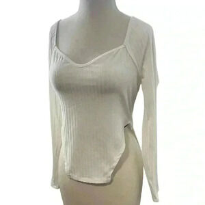 SHEIN, White Long Sleeve Top, Size Medium, New With Out Tags